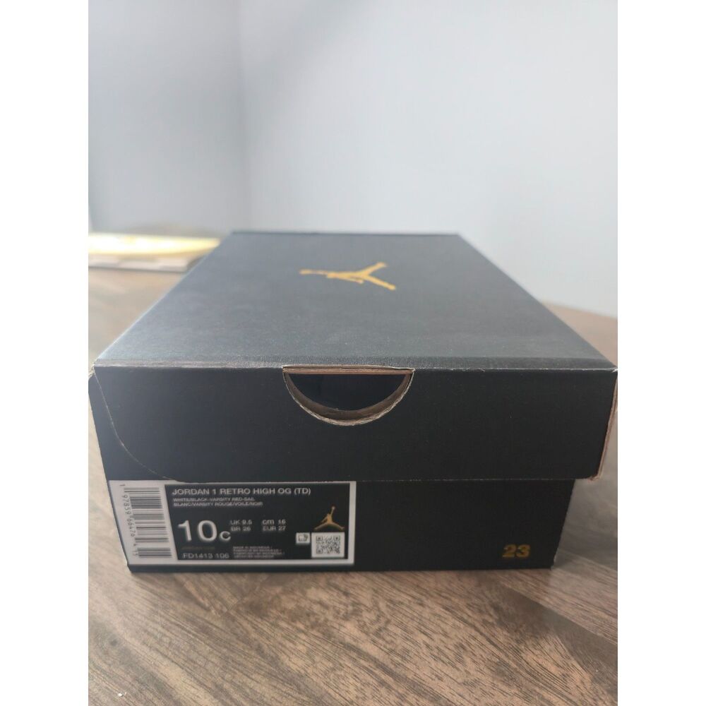 Nike Air Jordan 1 Retro High OG (TD) Black Toe Reimagined Size 10C